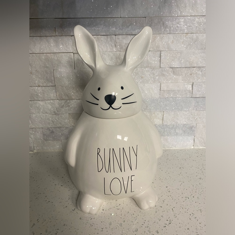 Large Rae Dunn Bunny Love canister